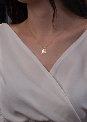 Dainty Old English Initial Necklace