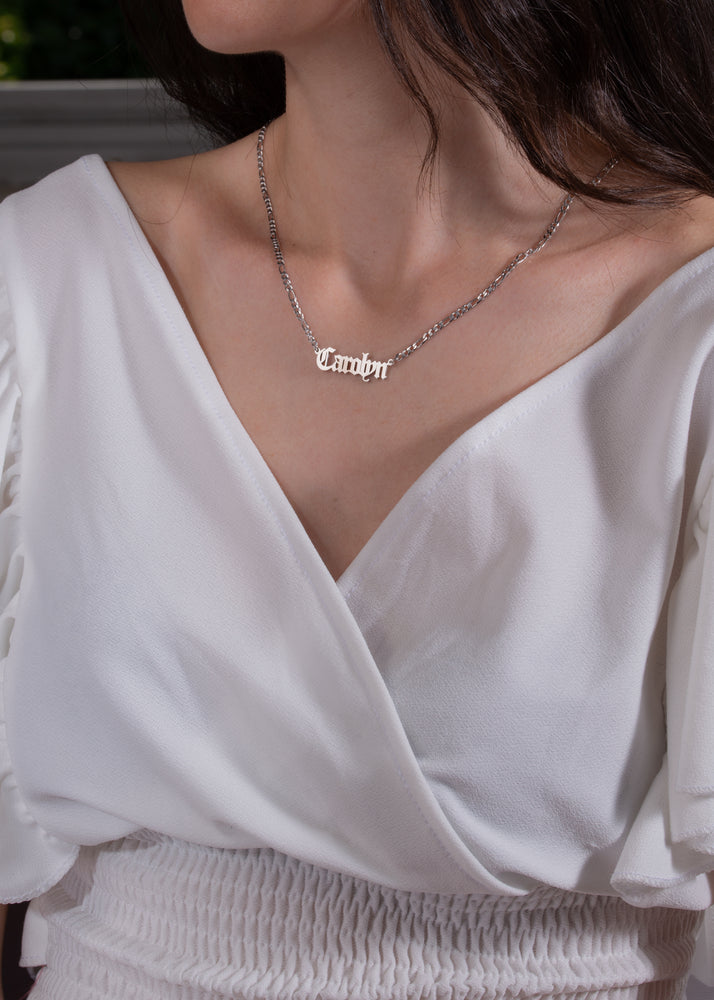 Name Necklace With Bold Curb Chain Figaro Name Necklace Bold 