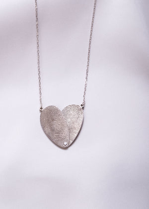 Double Fingerprint Heart Necklace