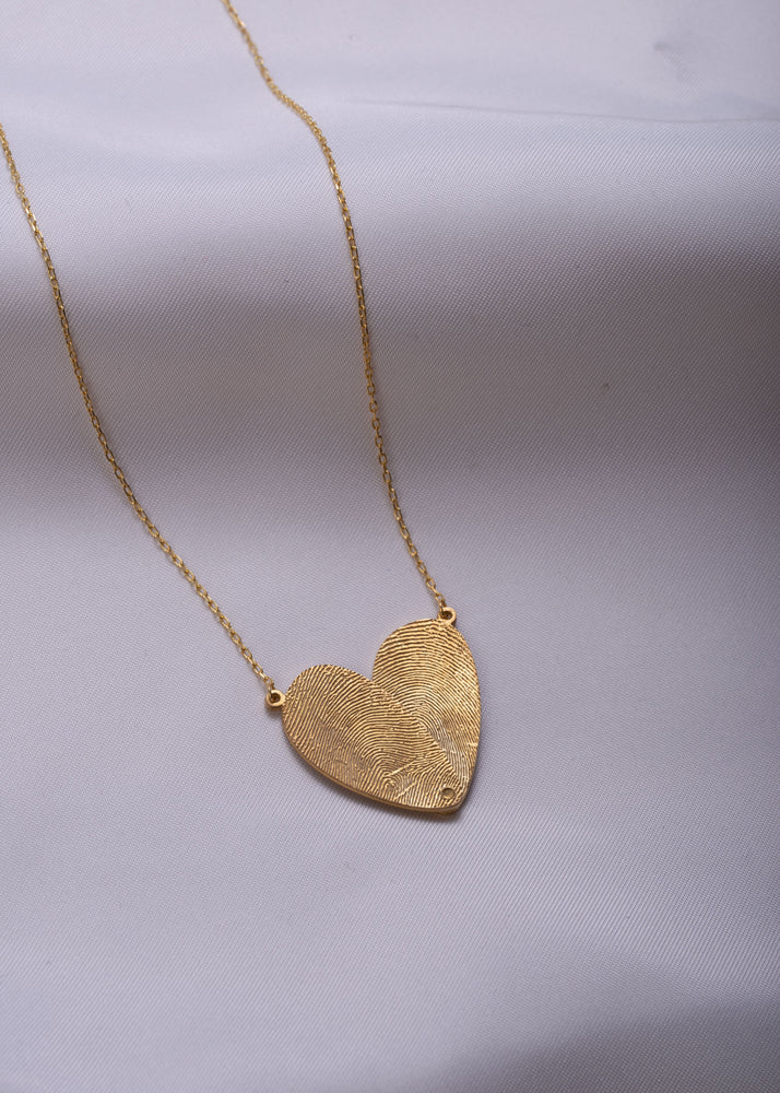 Double Fingerprint Heart Necklace