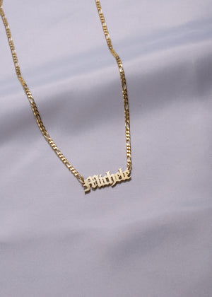 Gothic Figaro Chain Name Necklace