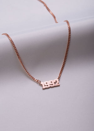 Curb Chain Block Date Necklace