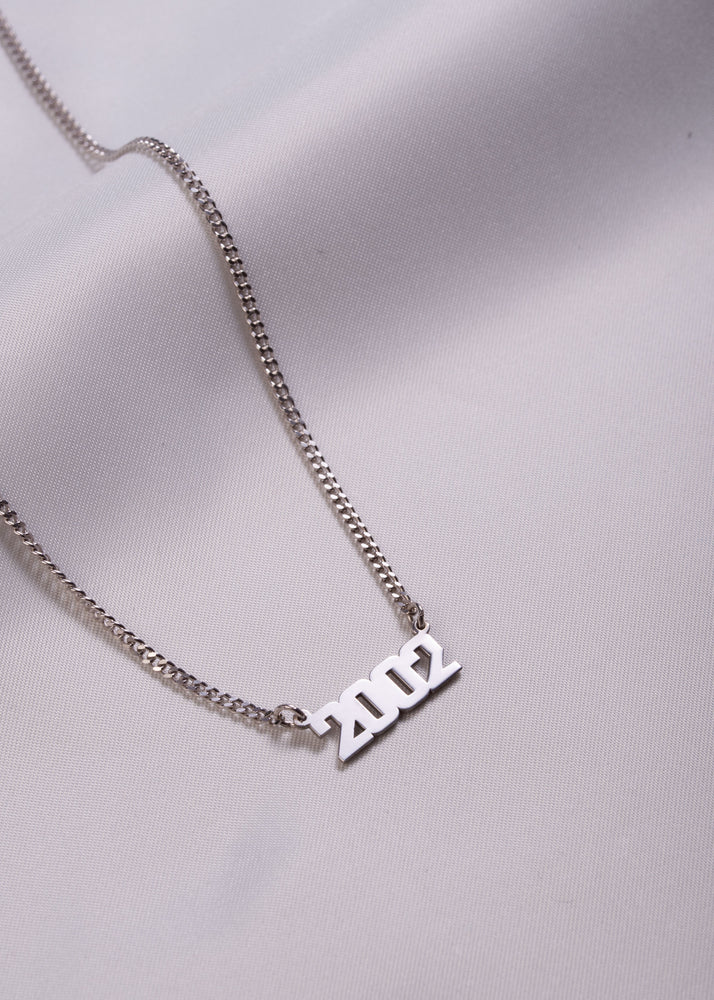 Curb Chain Block Date Necklace