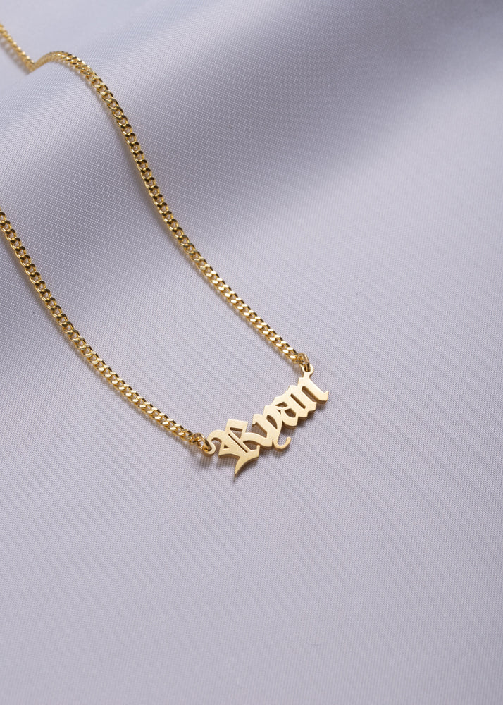 Gothic Curb Chain Name Necklace