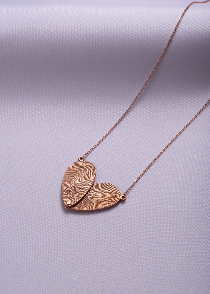 Double Fingerprint Heart Necklace