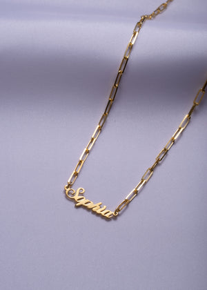 Paper Clip Link Name Necklace