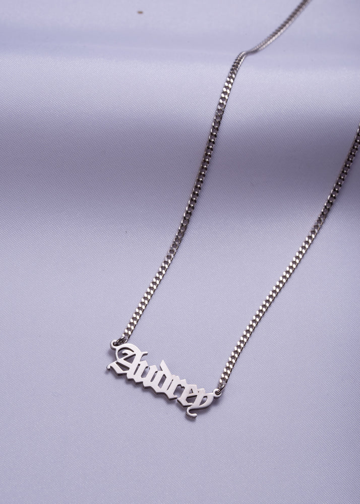 Name Necklace With Bold Curb Chain Figaro Name Necklace Bold 