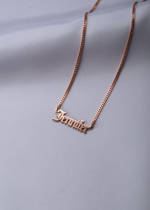 Gothic Curb Chain Name Necklace