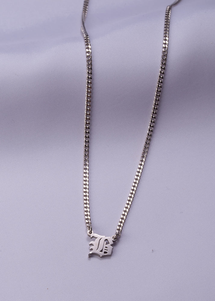 Curb Chain Old English Initial Necklace