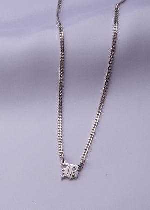 Curb Chain Old English Initial Necklace