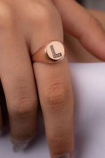 Diamond Initial Signet Ring