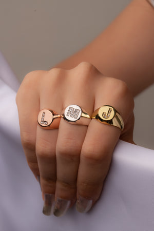 Diamond Initial Signet Ring