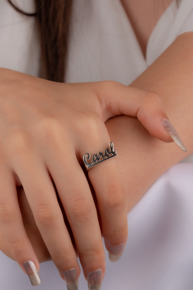 Personalized Single Name Ring in Silver - GetNameNecklace
