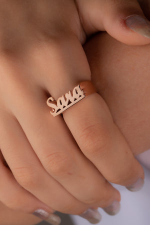 Cursive Font Name Ring