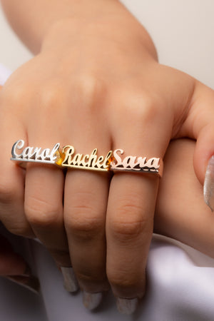 Cursive Font Name Ring