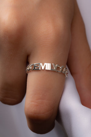 Curb Chain Name Ring