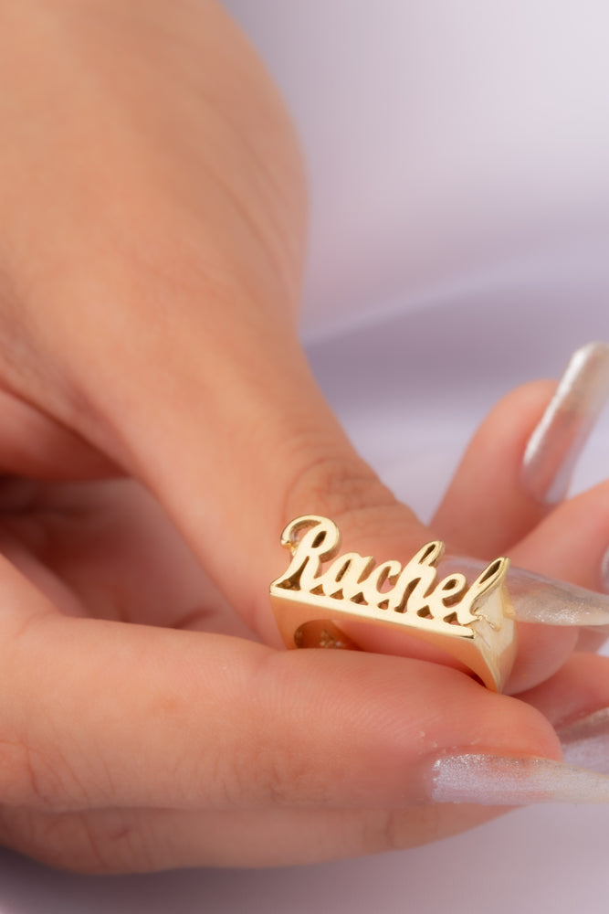 Cursive Font Name Ring