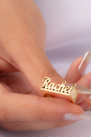 Cursive Font Name Ring