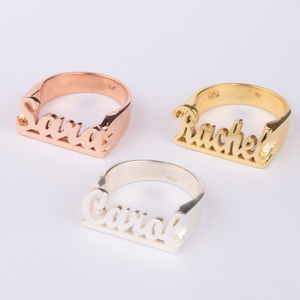 Cursive Font Name Ring